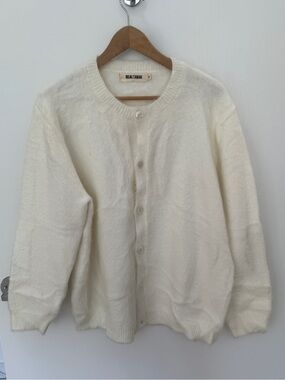 Men's Cream Button-Front Cardigan